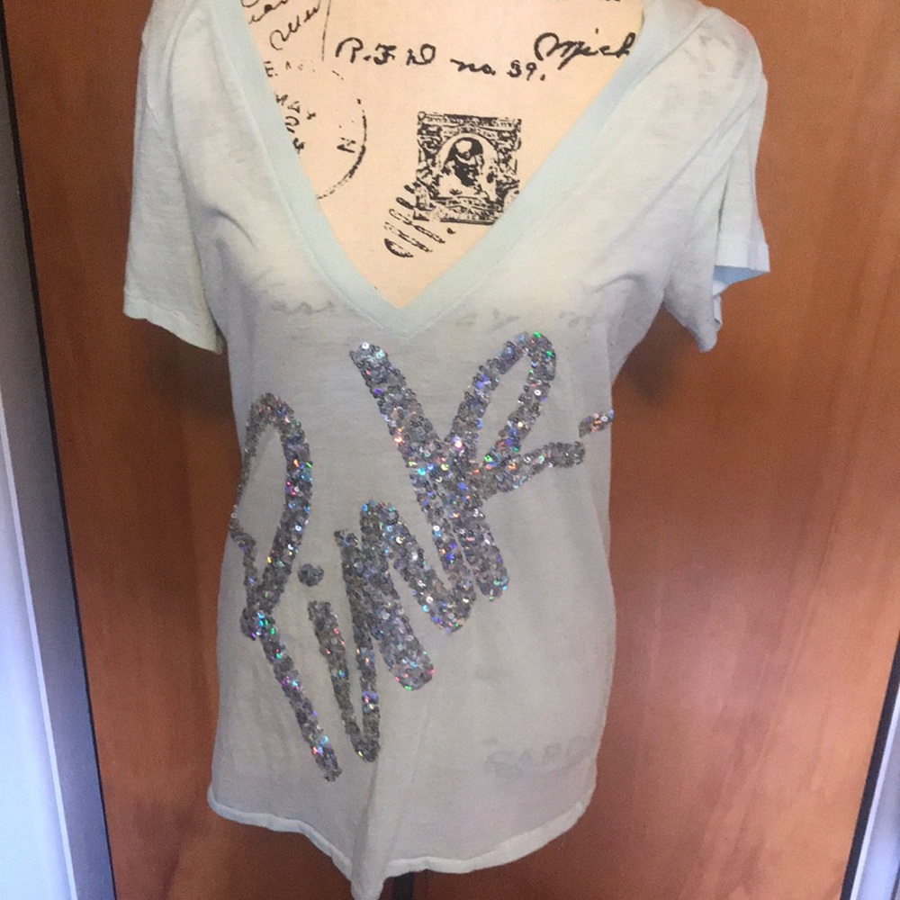 3 Size L Victoria Secrets tees black,orange & aqua